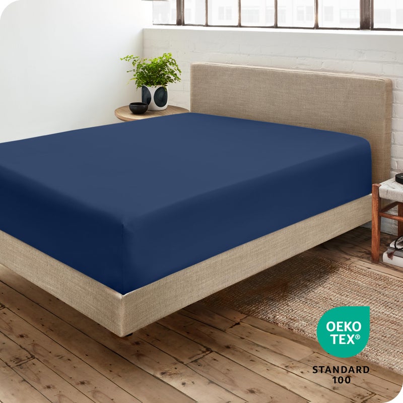Bare Home Fitted Bottom Sheet California King - Premium 1800 Microfiber - Ultra-Soft Wrinkle Free - Deep Pocket - Cal King Fitted Sheet (California King, Dark Blue) - Image 4